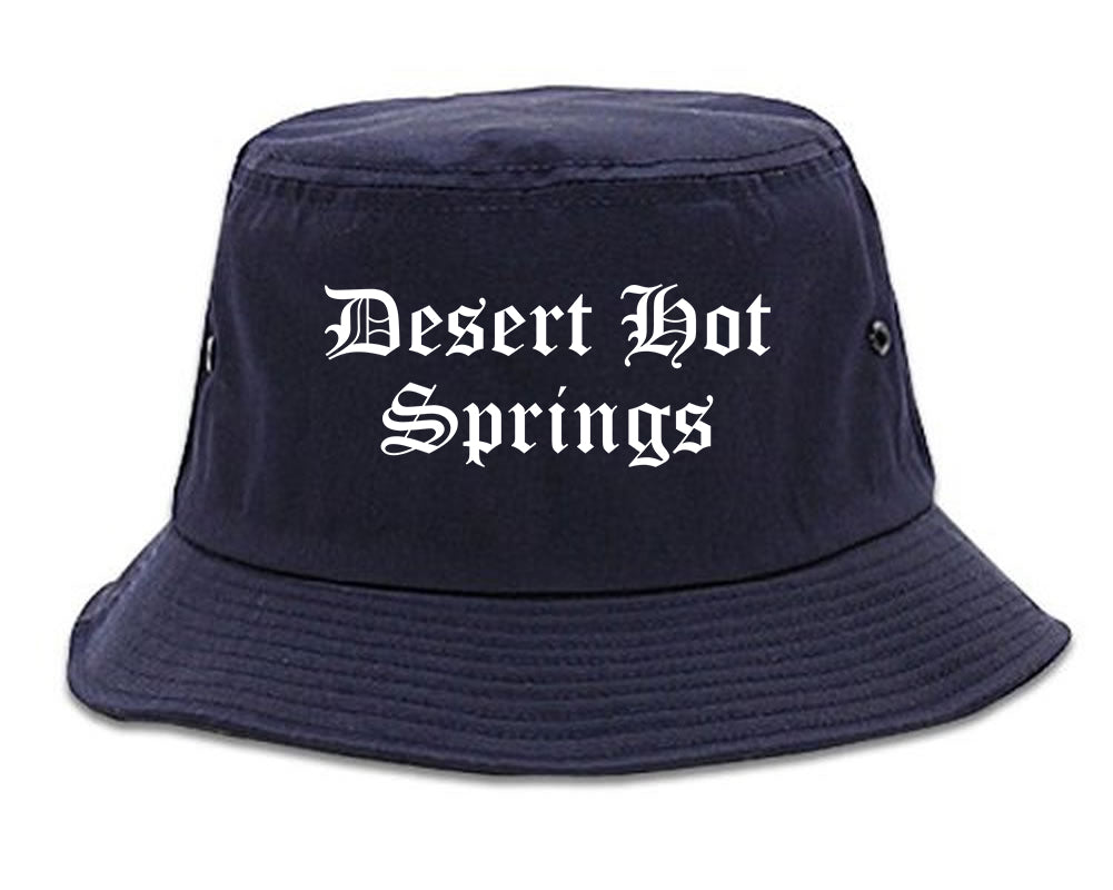 Desert Hot Springs California CA Old English Mens Bucket Hat Navy Blue