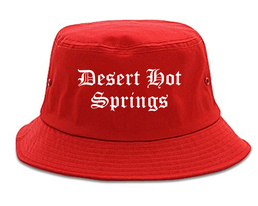 Desert Hot Springs California CA Old English Mens Bucket Hat Red