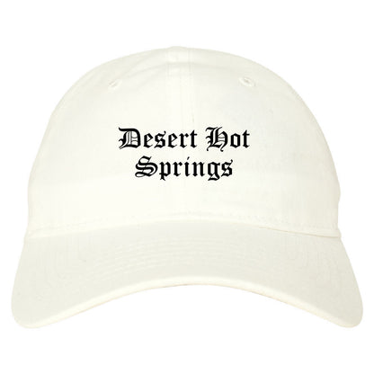Desert Hot Springs California CA Old English Mens Dad Hat Baseball Cap White