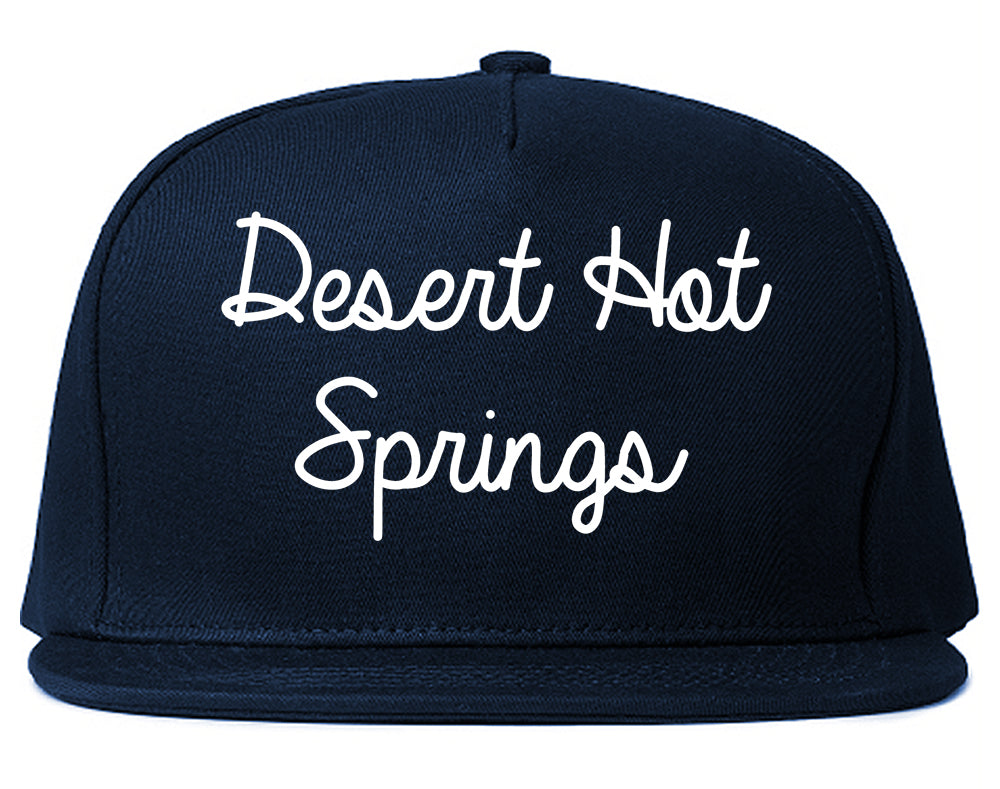Desert Hot Springs California CA Script Mens Snapback Hat Navy Blue