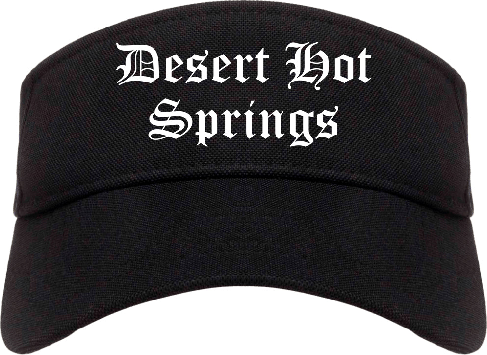 Desert Hot Springs California CA Old English Mens Visor Cap Hat Black