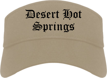 Desert Hot Springs California CA Old English Mens Visor Cap Hat Khaki