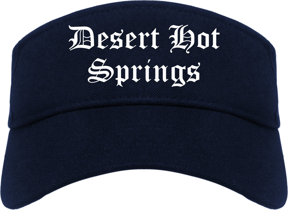 Desert Hot Springs California CA Old English Mens Visor Cap Hat Navy Blue