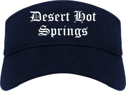 Desert Hot Springs California CA Old English Mens Visor Cap Hat Navy Blue