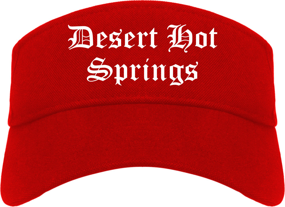 Desert Hot Springs California CA Old English Mens Visor Cap Hat Red