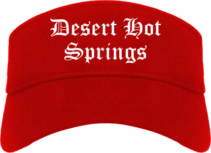 Desert Hot Springs California CA Old English Mens Visor Cap Hat Red
