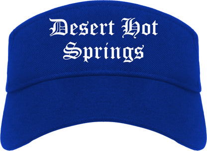 Desert Hot Springs California CA Old English Mens Visor Cap Hat Royal Blue