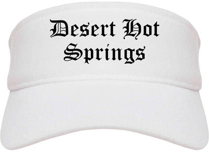 Desert Hot Springs California CA Old English Mens Visor Cap Hat White