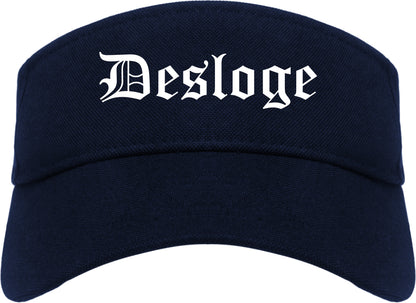 Desloge Missouri MO Old English Mens Visor Cap Hat Navy Blue