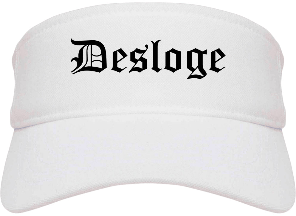 Desloge Missouri MO Old English Mens Visor Cap Hat White