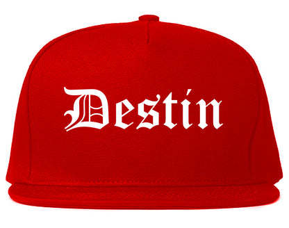 Destin Florida FL Old English Mens Snapback Hat Red