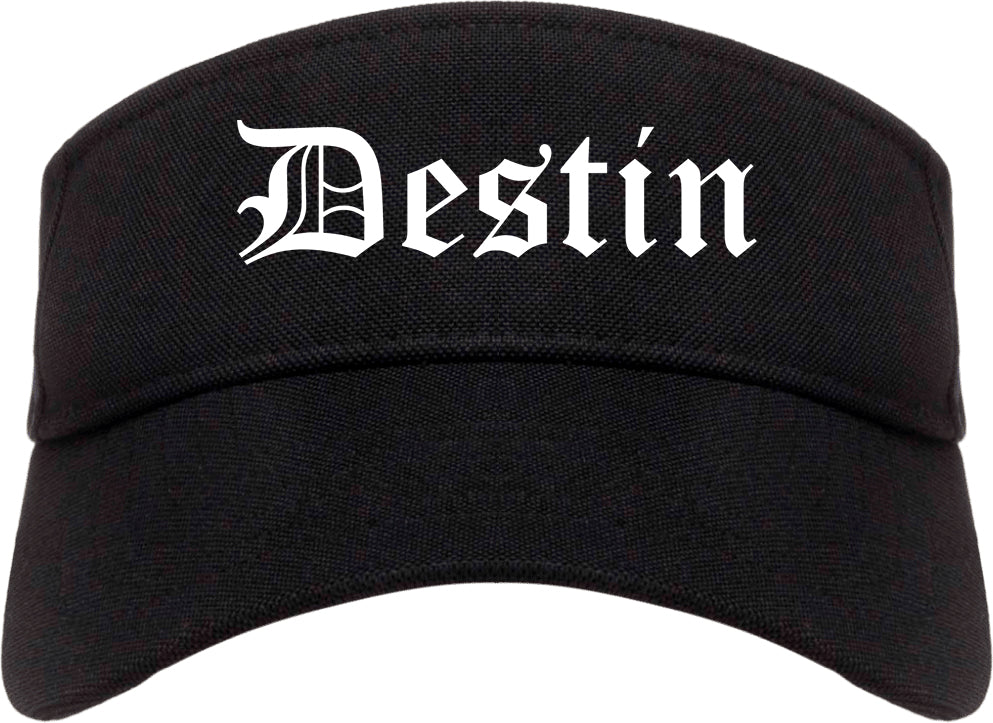 Destin Florida FL Old English Mens Visor Cap Hat Black