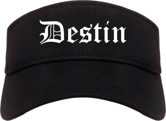 Destin Florida FL Old English Mens Visor Cap Hat Black