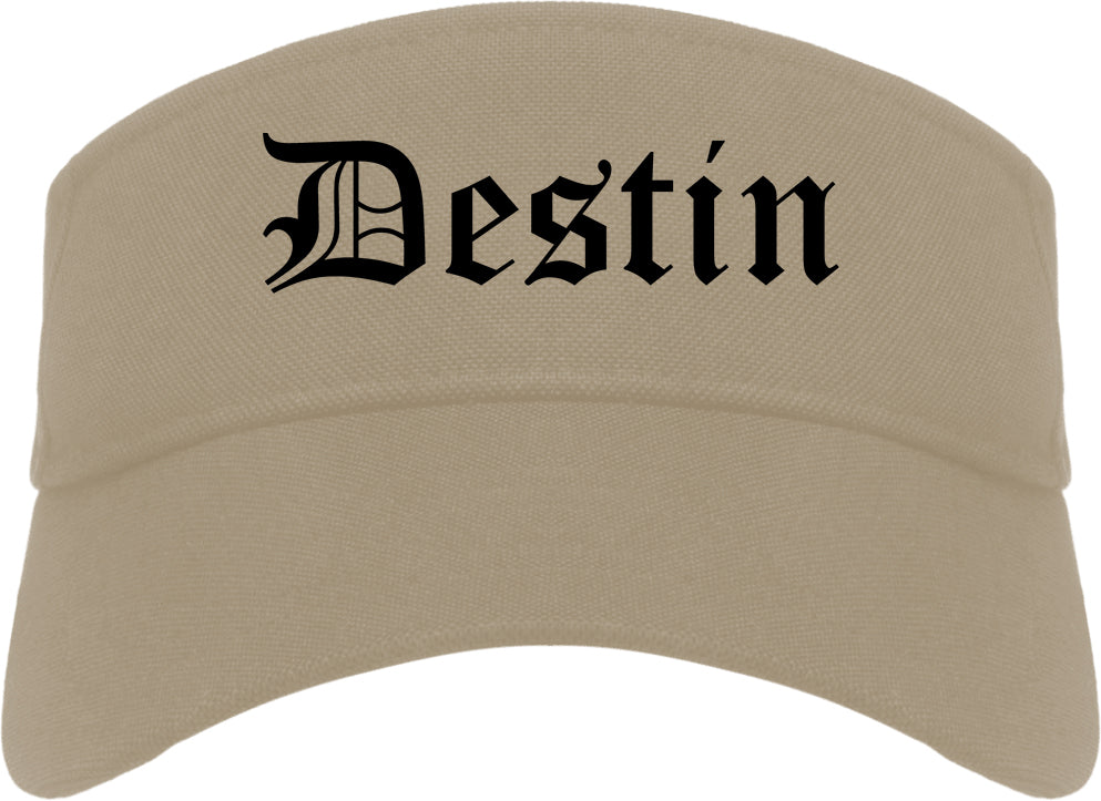 Destin Florida FL Old English Mens Visor Cap Hat Khaki