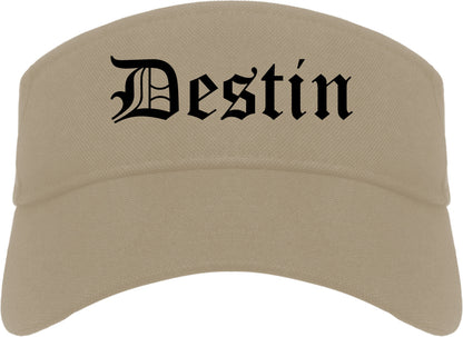 Destin Florida FL Old English Mens Visor Cap Hat Khaki