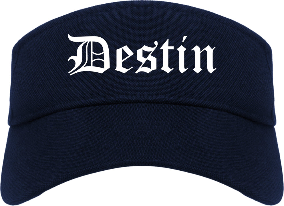 Destin Florida FL Old English Mens Visor Cap Hat Navy Blue