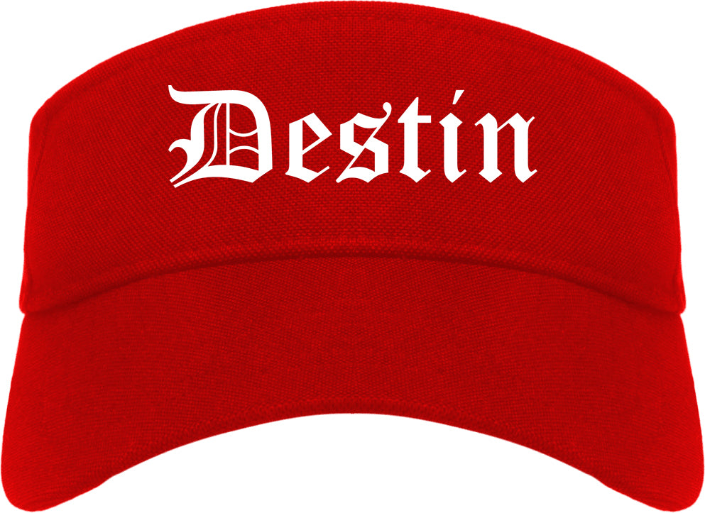 Destin Florida FL Old English Mens Visor Cap Hat Red