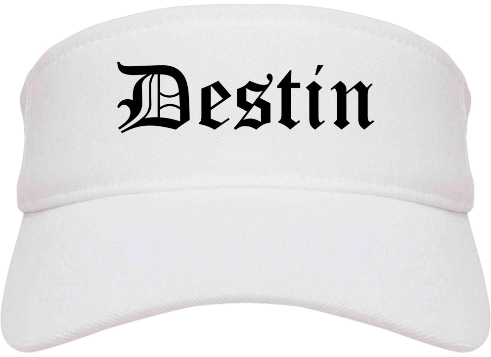 Destin Florida FL Old English Mens Visor Cap Hat White