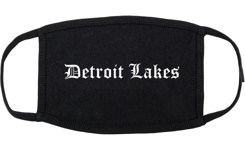 Detroit Lakes Minnesota MN Old English Cotton Face Mask Black