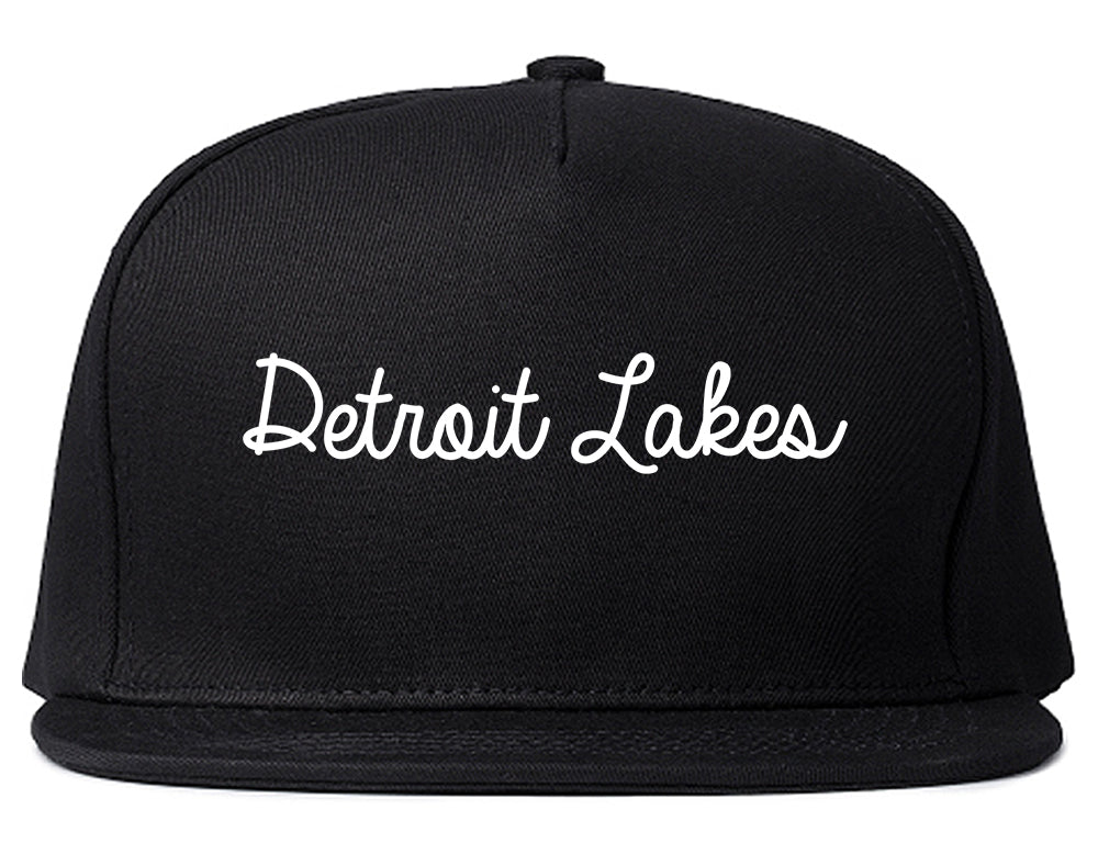 Detroit Lakes Minnesota MN Script Mens Snapback Hat Black