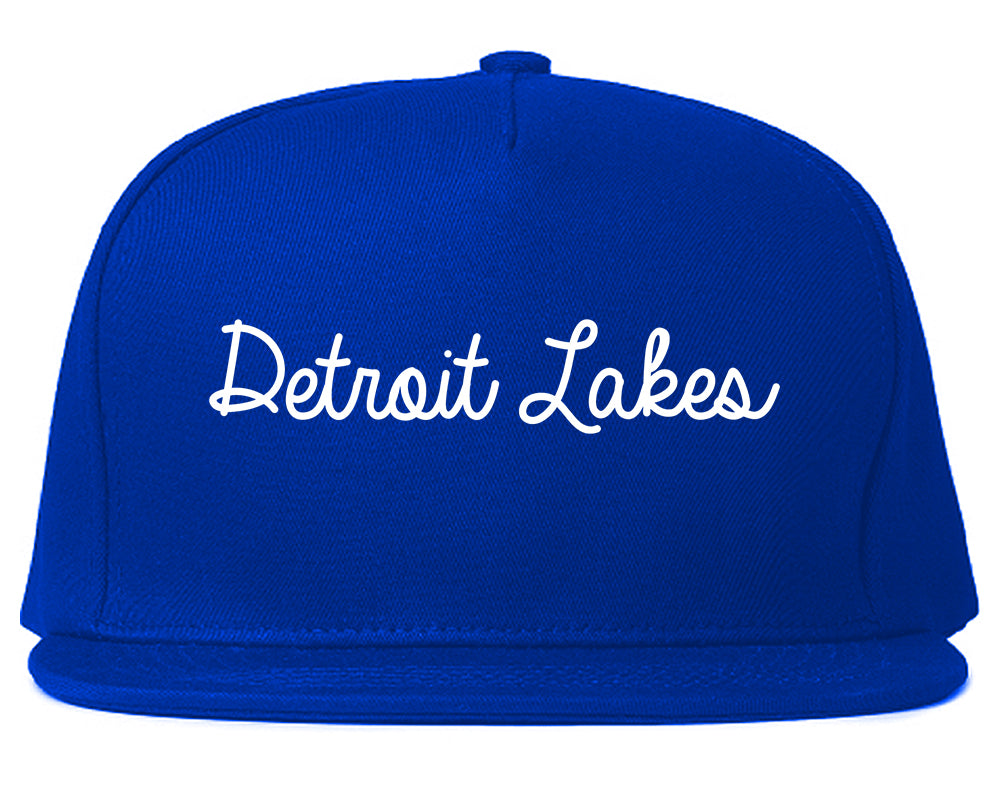 Detroit Lakes Minnesota MN Script Mens Snapback Hat Royal Blue