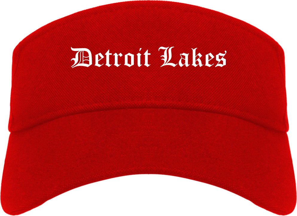 Detroit Lakes Minnesota MN Old English Mens Visor Cap Hat Red
