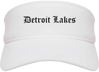 Detroit Lakes Minnesota MN Old English Mens Visor Cap Hat White
