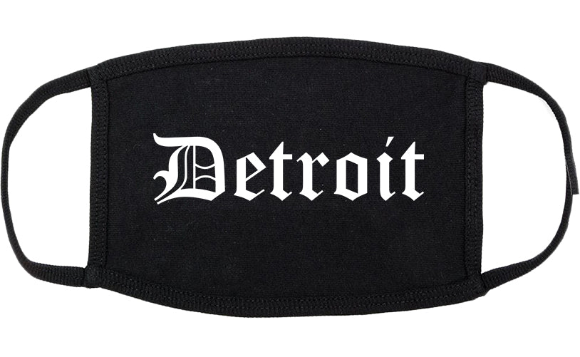 Detroit Michigan MI Old English Cotton Face Mask Black