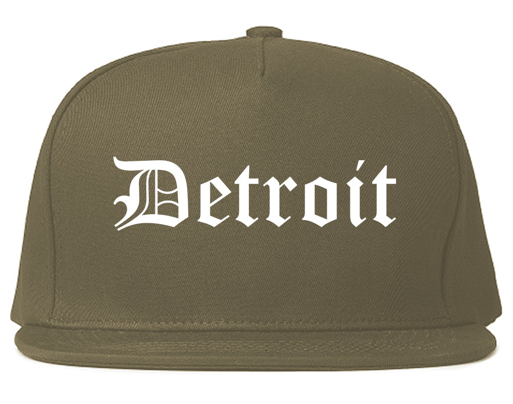 Detroit Michigan MI Old English Mens Snapback Hat Grey