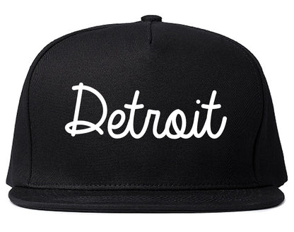 Detroit Michigan MI Script Mens Snapback Hat Black