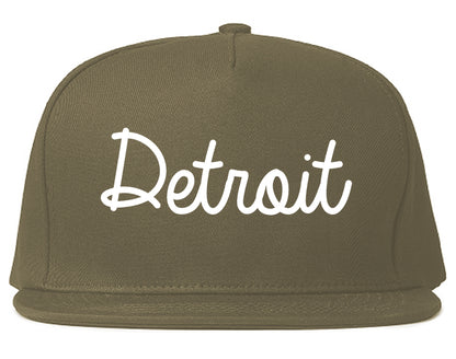Detroit Michigan MI Script Mens Snapback Hat Grey