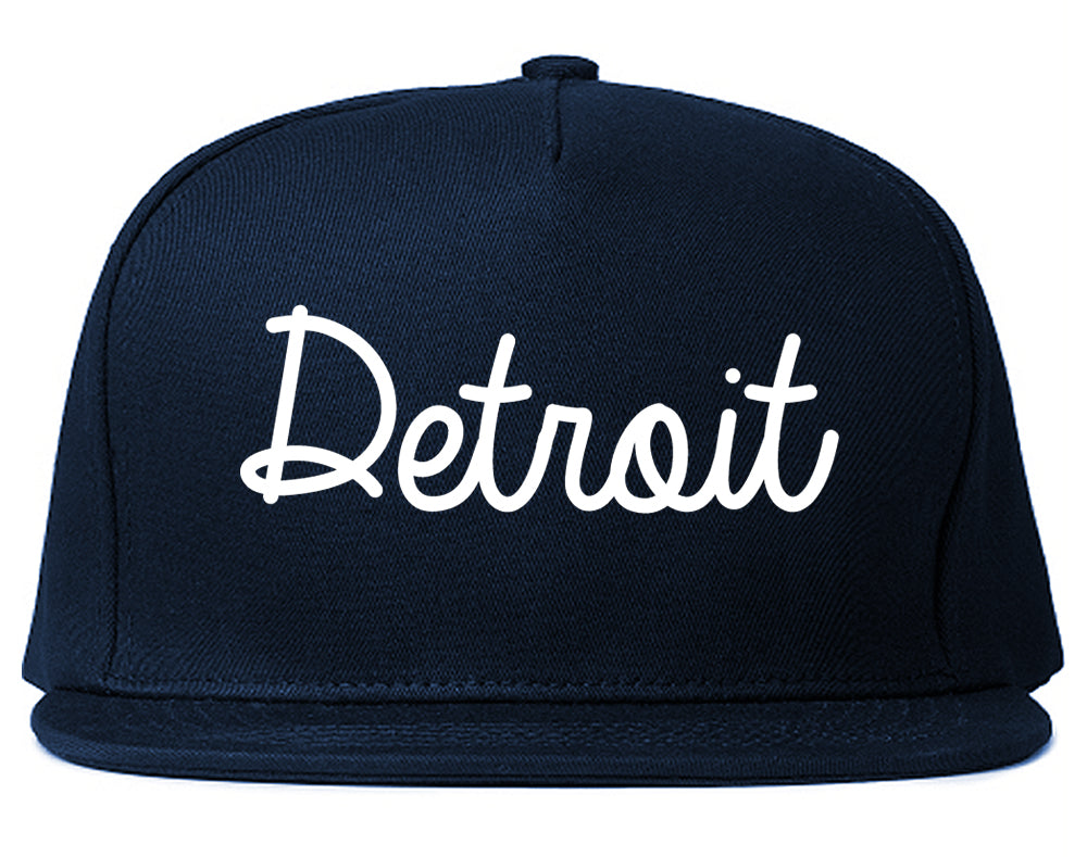 Detroit Michigan MI Script Mens Snapback Hat Navy Blue