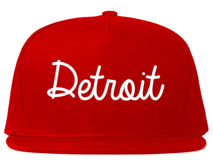 Detroit Michigan MI Script Mens Snapback Hat Red