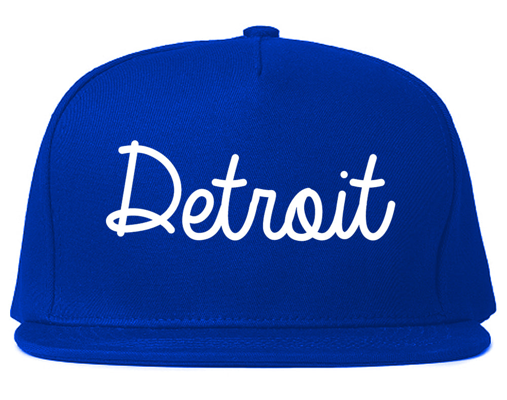 Detroit Michigan MI Script Mens Snapback Hat Royal Blue