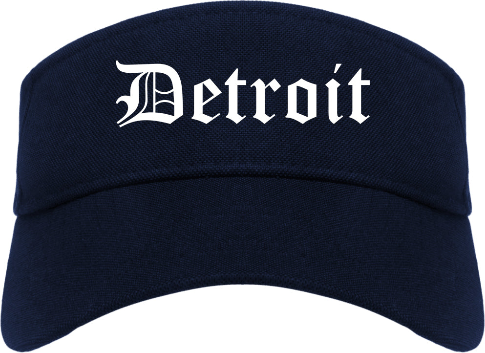 Detroit Michigan MI Old English Mens Visor Cap Hat Navy Blue