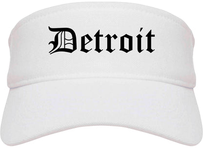 Detroit Michigan MI Old English Mens Visor Cap Hat White