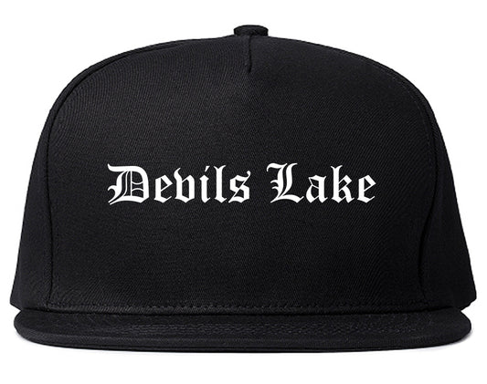 Devils Lake North Dakota ND Old English Mens Snapback Hat Black