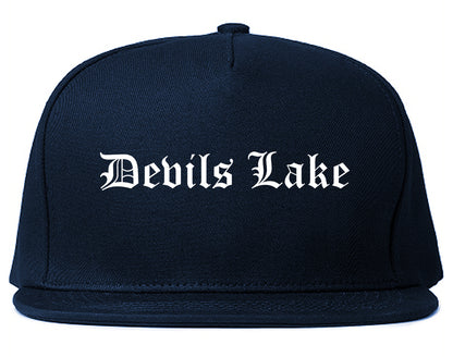 Devils Lake North Dakota ND Old English Mens Snapback Hat Navy Blue