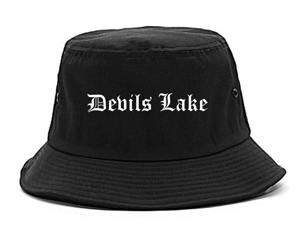 Devils Lake North Dakota ND Old English Mens Bucket Hat Black