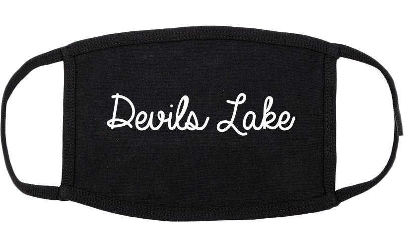 Devils Lake North Dakota ND Script Cotton Face Mask Black