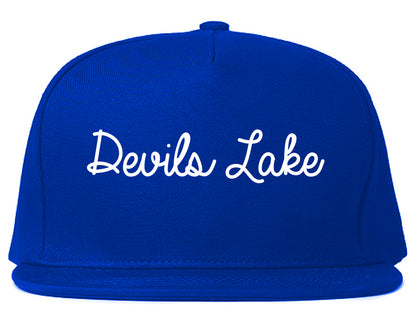 Devils Lake North Dakota ND Script Mens Snapback Hat Royal Blue