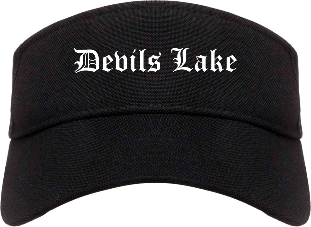 Devils Lake North Dakota ND Old English Mens Visor Cap Hat Black