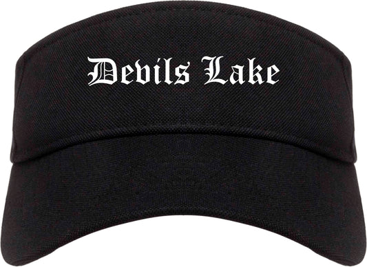 Devils Lake North Dakota ND Old English Mens Visor Cap Hat Black