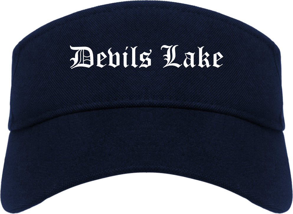 Devils Lake North Dakota ND Old English Mens Visor Cap Hat Navy Blue