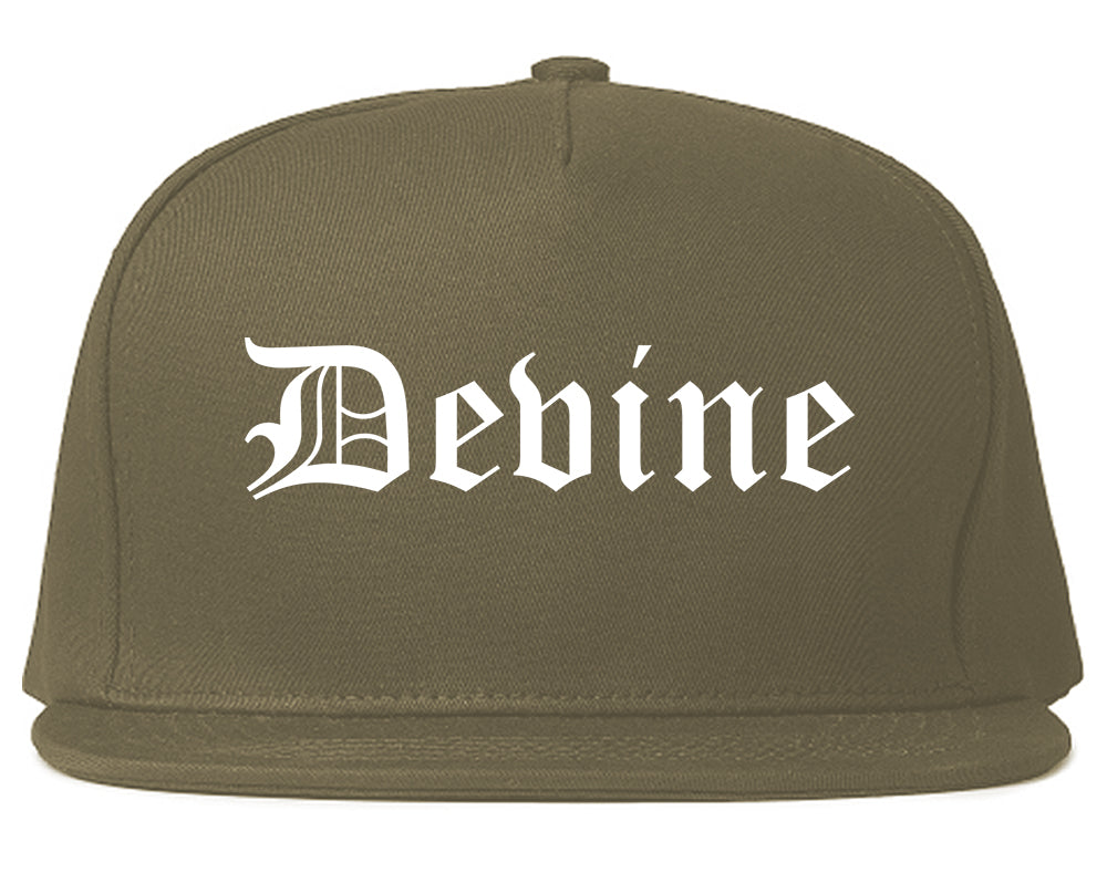 Devine Texas TX Old English Mens Snapback Hat Grey