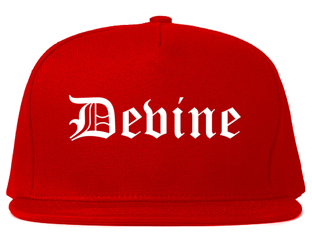 Devine Texas TX Old English Mens Snapback Hat Red