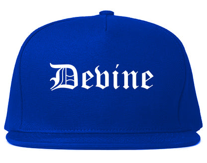 Devine Texas TX Old English Mens Snapback Hat Royal Blue