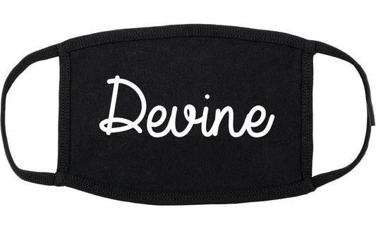Devine Texas TX Script Cotton Face Mask Black
