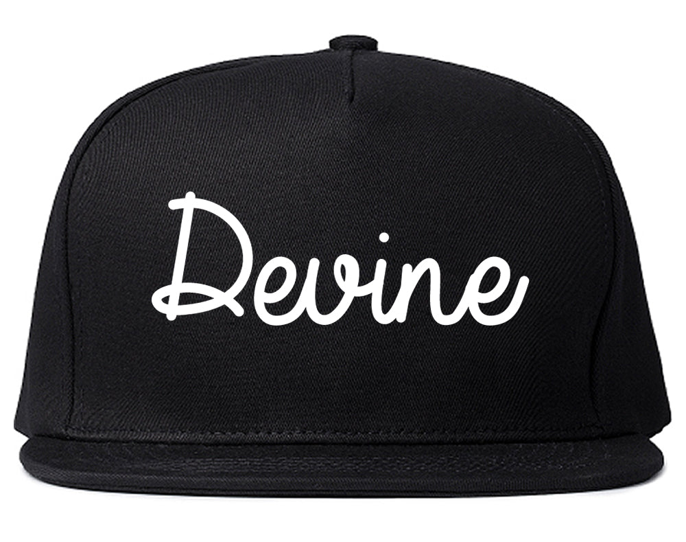 Devine Texas TX Script Mens Snapback Hat Black
