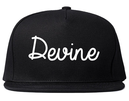 Devine Texas TX Script Mens Snapback Hat Black